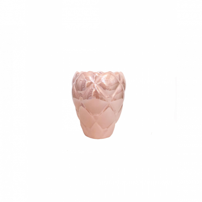 VASO TRANÇADO CERÂMICA ROSA PEROLADO TAM P