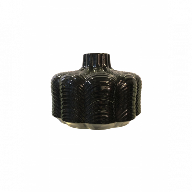 VASO TORTOISE CERÂMICA PRETO BAIXO