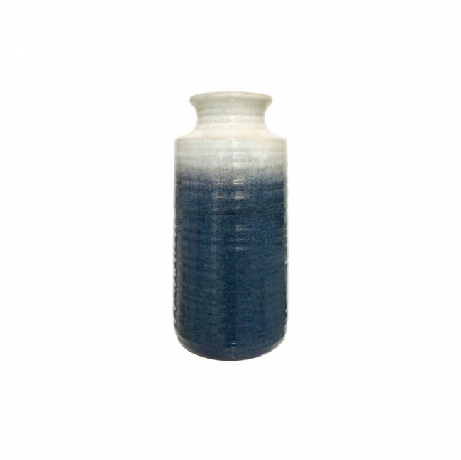 VASO MARINE LISO CERÂMICA BRANCO E AZUL TAM G