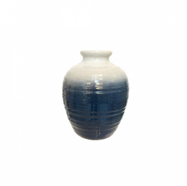 VASO MARINE LISO CERÂMICA BRANCO E AZUL TAM GG