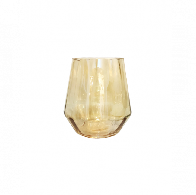 VASO SECHSECKIG CRISTAL ÂMBAR LISO TAM M (D 15 CM | A 17 CM)