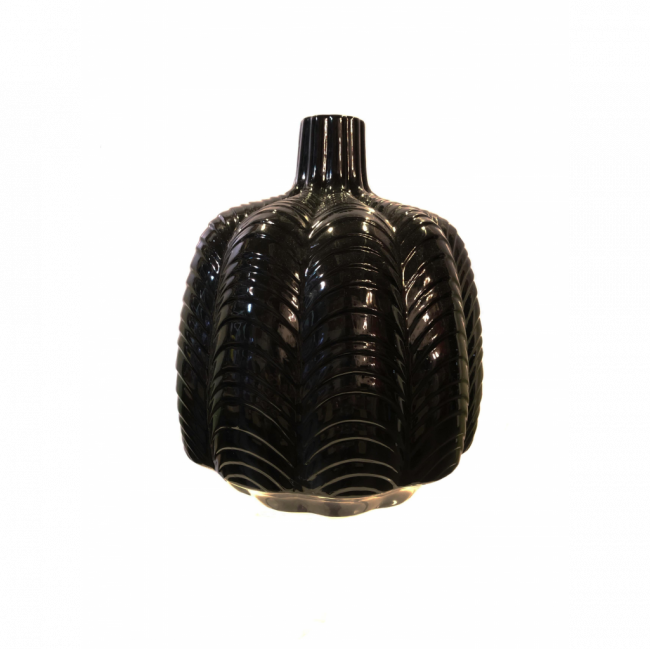 VASO TORTOISE CERÂMICA PRETO ALTO