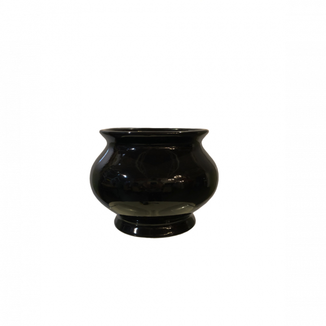 VASO SANDUHR CERÂMICA PRETO (D 21 CM | A 17 CM)