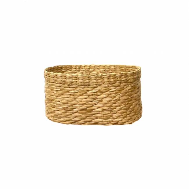 CESTA OVAL PALHA DE TABOA BEGE (C 34 CM | L 25 CM | A 17 CM)