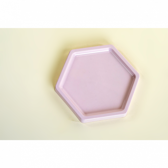 bandeja abs ROSA CLARO  hexagonal P - 17.0 x 15.0 cm