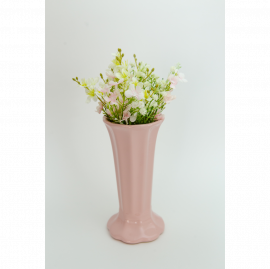 VASO CERÂMICA ROSA M COM FLORES PERMANENTES