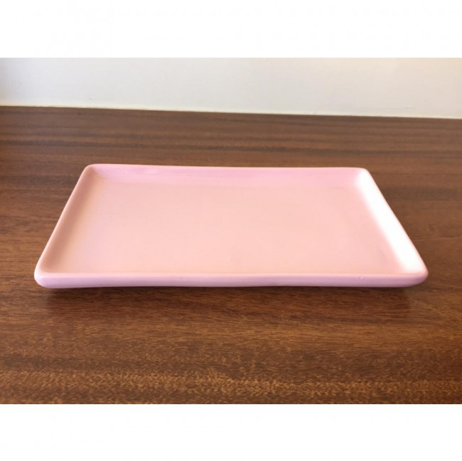 BANDEJA CERÂMICA ROSA CLARO (25C X 14L)