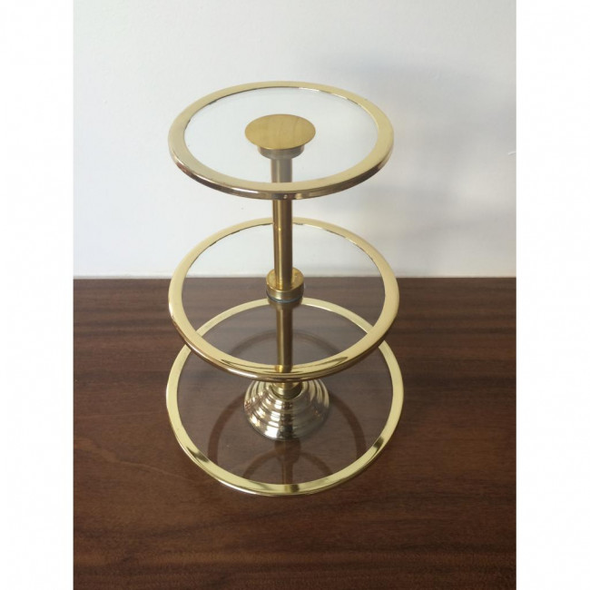 SUPORTE TRIPLO DE VIDRO FILETE DOURADO (35A