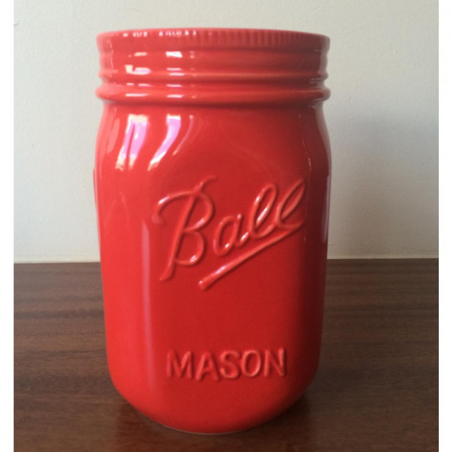 VASO MASON JAR VERMELHO (10D X 17,5A)