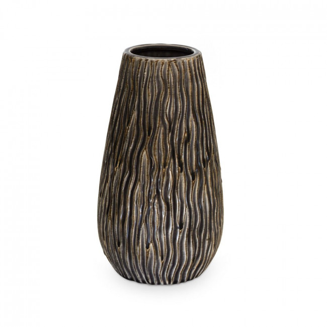 VASO CERAMICA CONICO TEXTURA MARROM