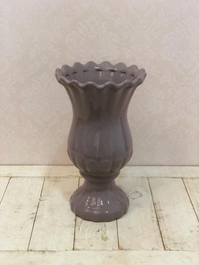 Vaso Babado Alto Cinza - D 20,5 x A 36