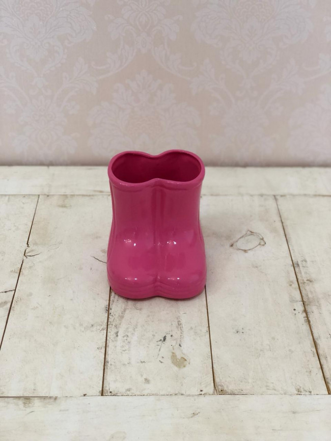 Vaso Botinha em Louça Pink - C9 x L11 x A11