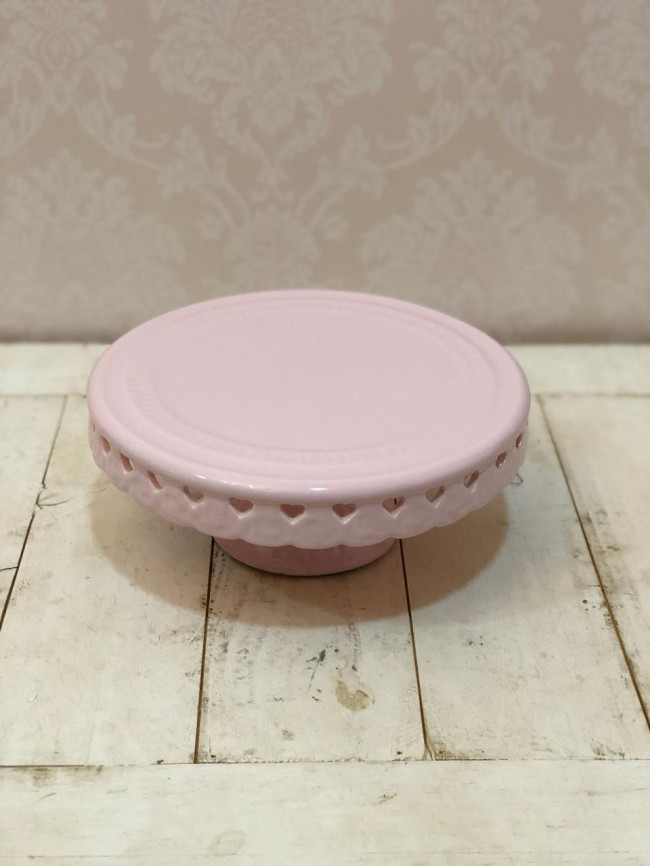 Suporte Doce Coração Rendado Baixo Red. Pequeno Rosa - D22 x A10
