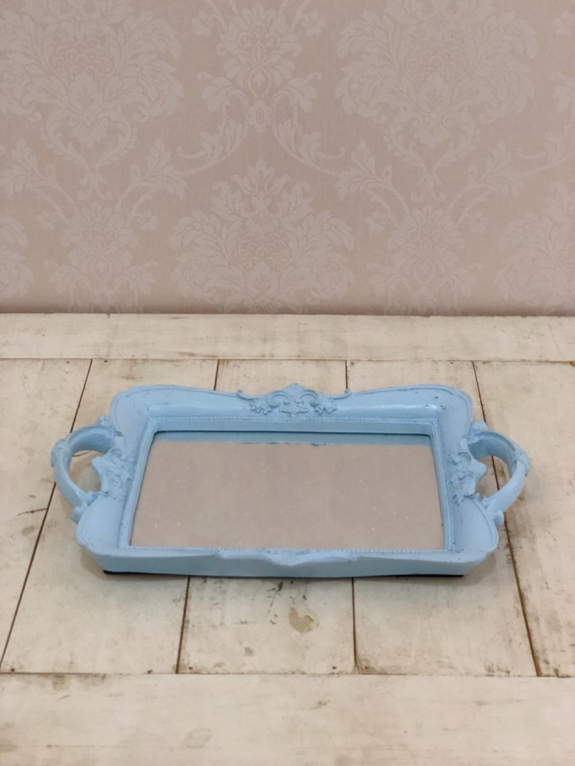 Bandeja Espelhada Ret. Azul Baby - C31 x L20 x A3