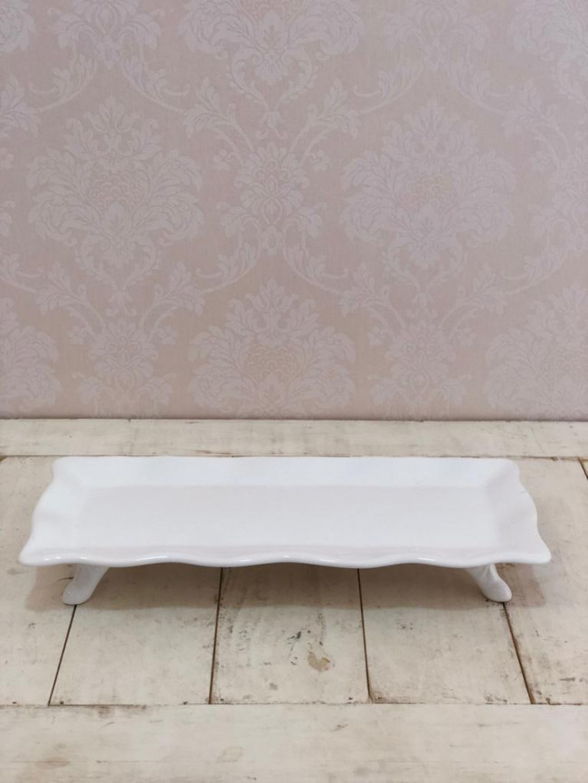 Suporte Doce Babado c/ Pé Ret. Branco - C37 x L16 x A5