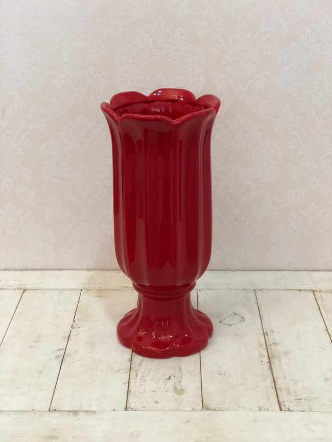 Vaso Tulipa Alto Vermelho - D16,5 x A36