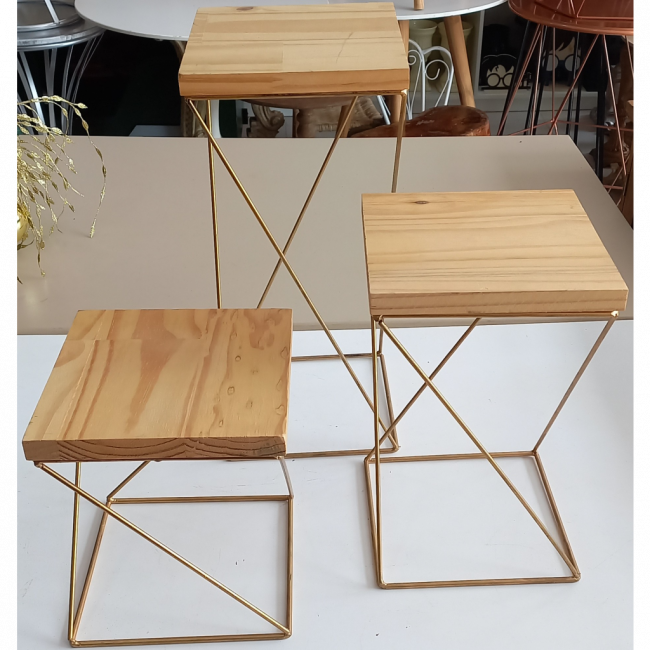 DOCEIRA DE FERRO DOURADA COM TAMPO RÚSTICO KIT