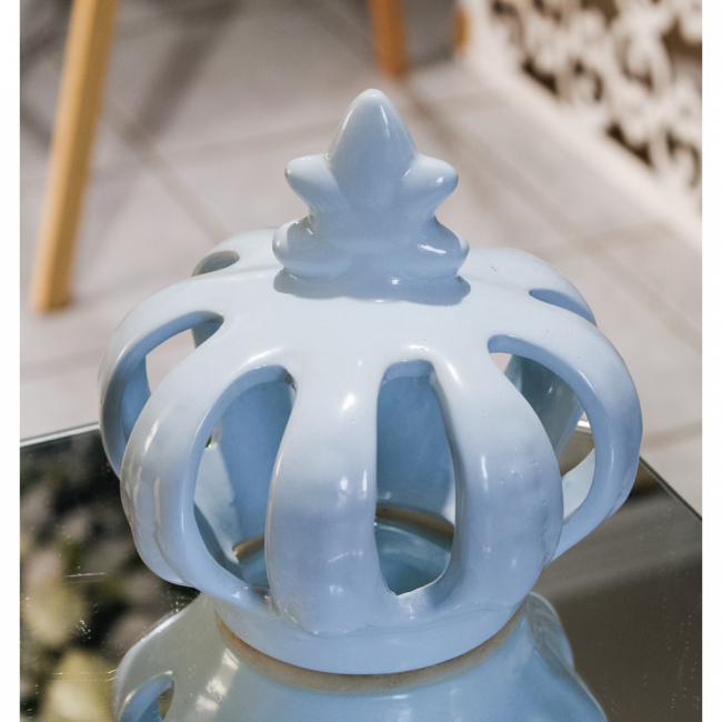 COROA DECORATIVA PORCELANA AZUL BEBÊ