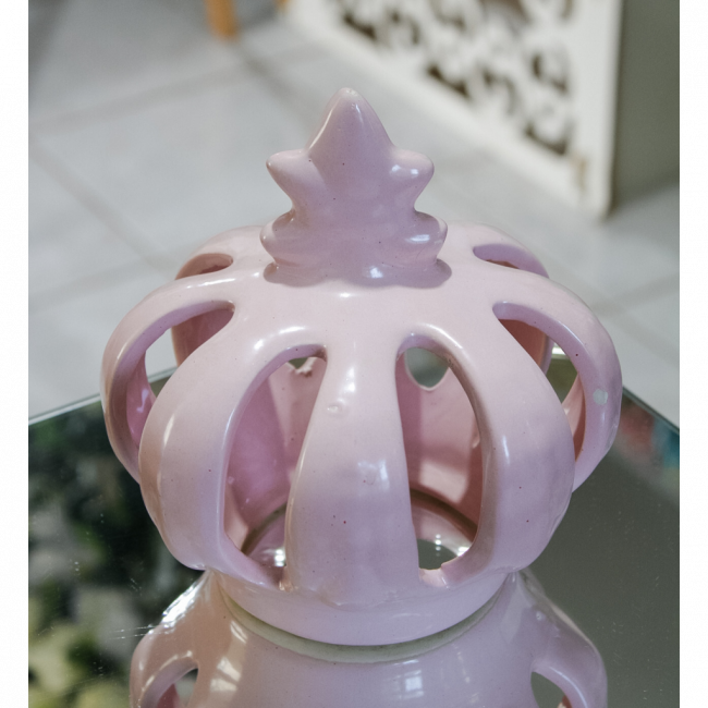 COROA DECORATIVA PORCELANA ROSA BEBÊ