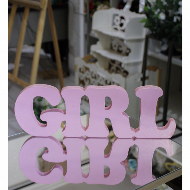 LETRA MDF DECORATIVA GIRL ROSA BEBÊ