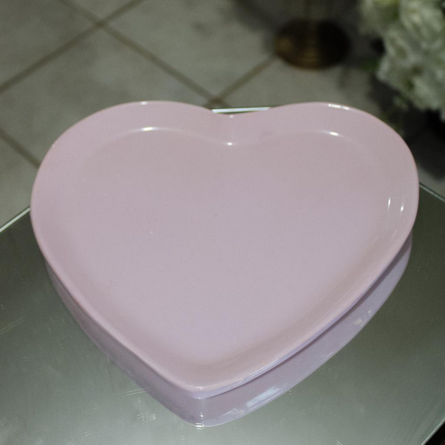 PRATO DE CORAÇÃO PORCELANA ROSA BEBÊ