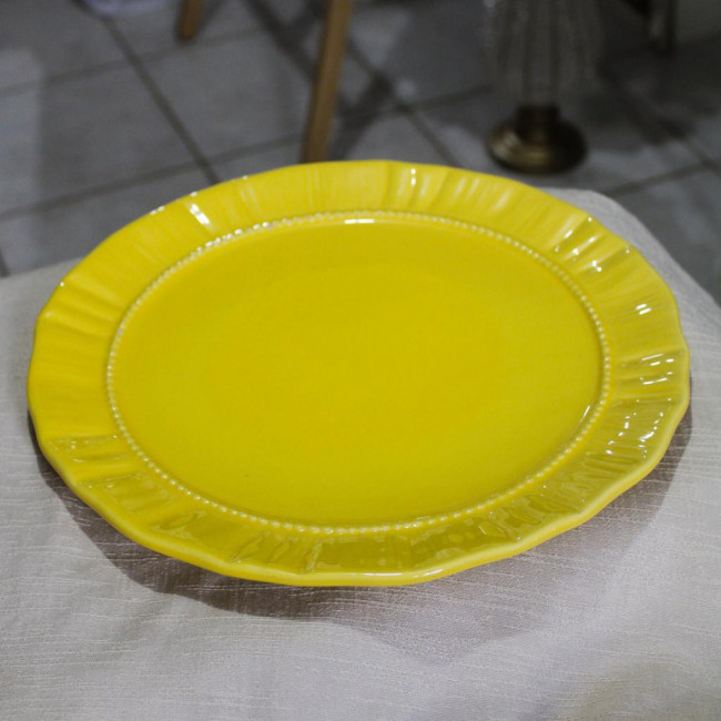 PRATO DE PORCELANA AMARELO GRANDE