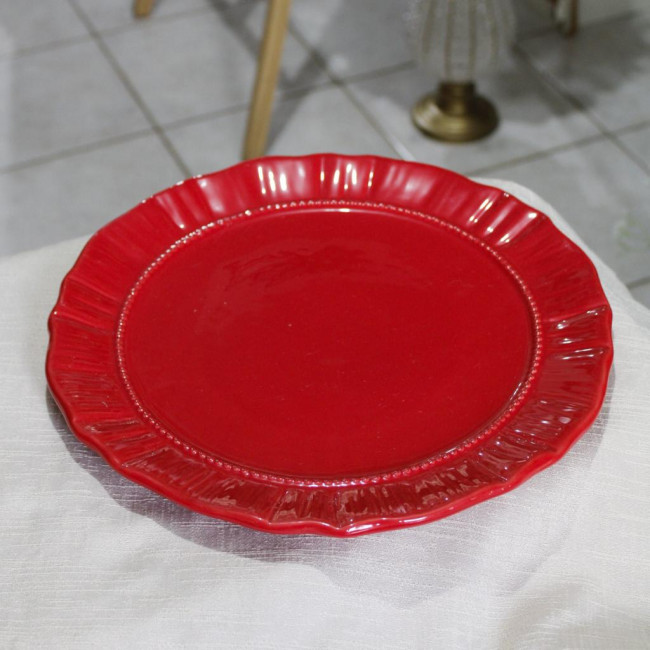 PRATO DE PORCELANA VERMELHO GRANDE