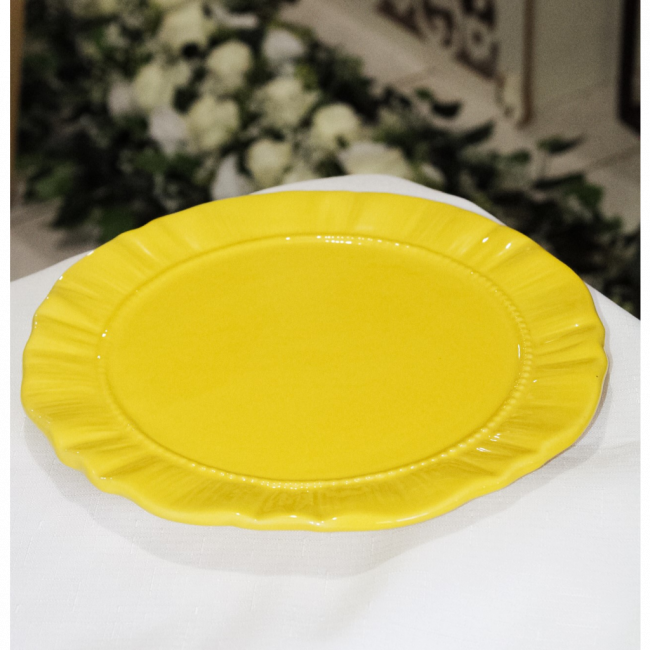 PRATO DE PORCELANA AMARELO MÉDIO