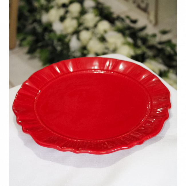 PRATO DE PORCELANA VERMELHO MÉDIO