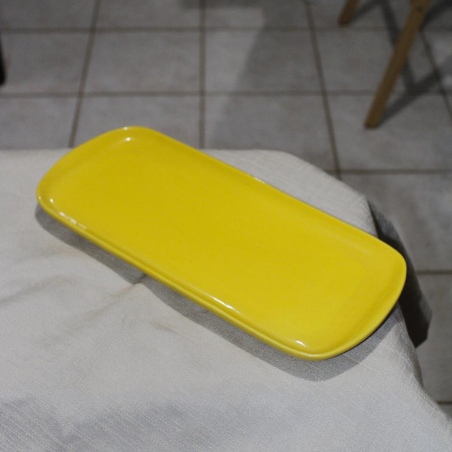 SUPORTE DE DOCE OVAL PORCELANA  AMARELO