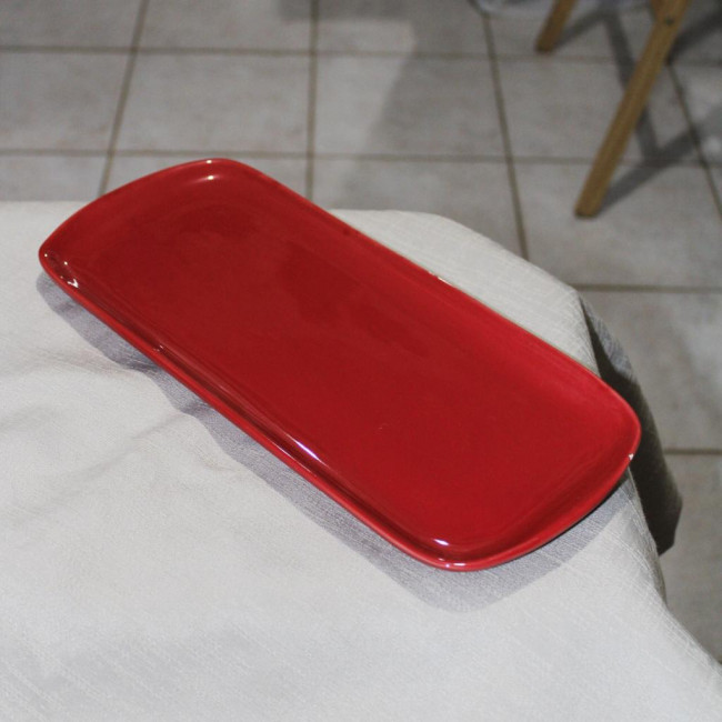 SUPORTE DE DOCE OVAL PORCELANA VERMELHO