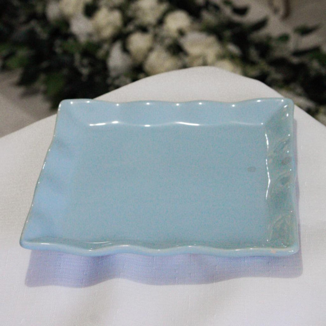 SUPORTE DE DOCE QUADRADO PORCELANA AZUL BEBÊ