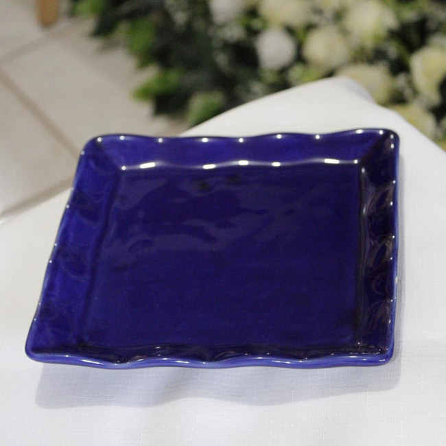 SUPORTE DE DOCE QUADRADO PORCELANA AZUL ROYAL