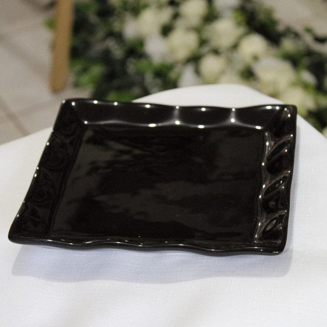 SUPORTE DE DOCE QUADRADO PORCELANA PRETO