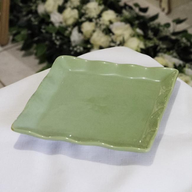 SUPORTE DE DOCE QUADRADO PORCELANA VERDE CANDY