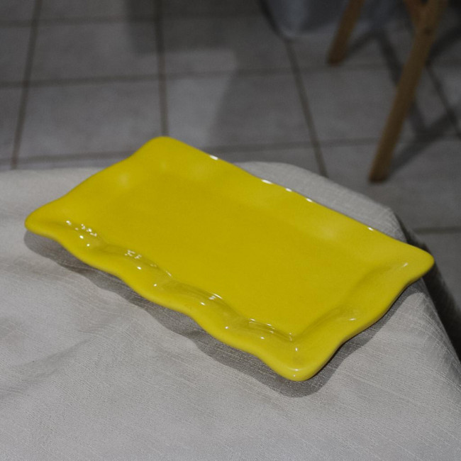 SUPORTE DE DOCE RETANGULAR PORCELANA AMARELO