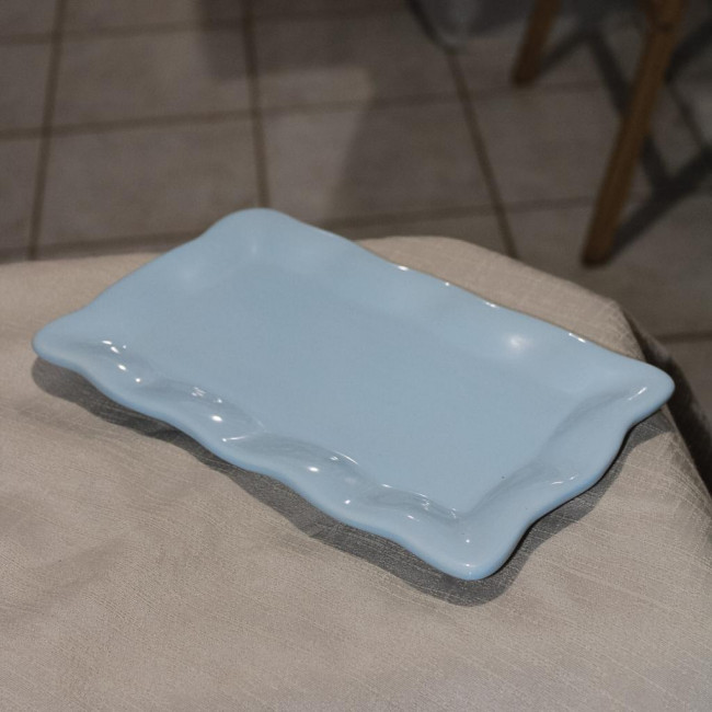 SUPORTE DE DOCE RETANGULAR PORCELANA AZUL BEBÊ