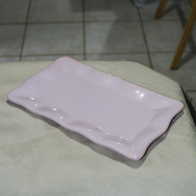 SUPORTE DE DOCE RETANGULAR PORCELANA ROSA BEBÉ