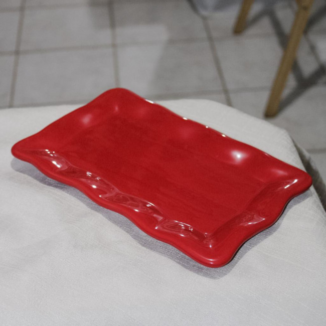 SUPORTE DE DOCE RETANGULAR PORCELANA VERMELHO