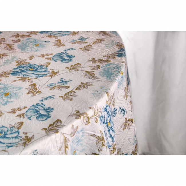 TOALHA  LONGA JACQUARD FLORAL AZUL/ BRANCO