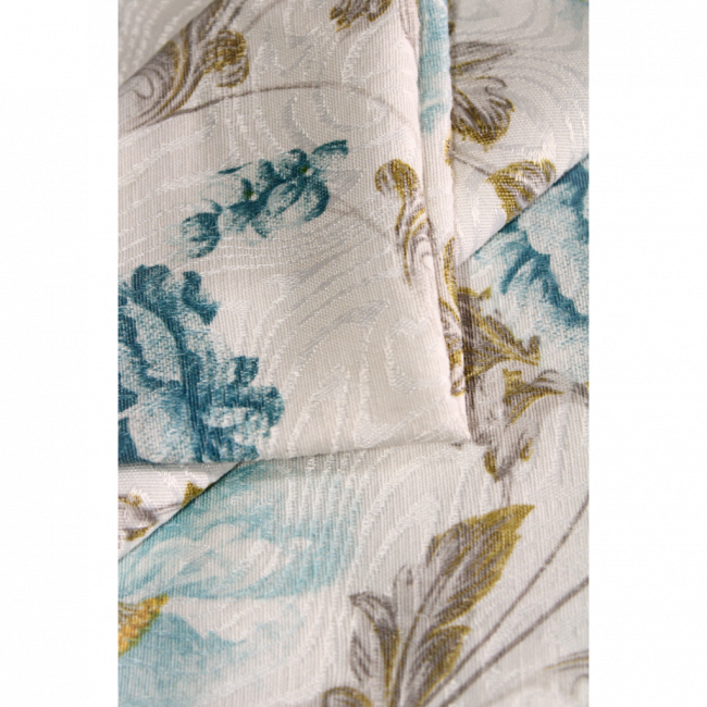 TOALHA  LONGA JACQUARD FLORAL AZUL/ BRANCO