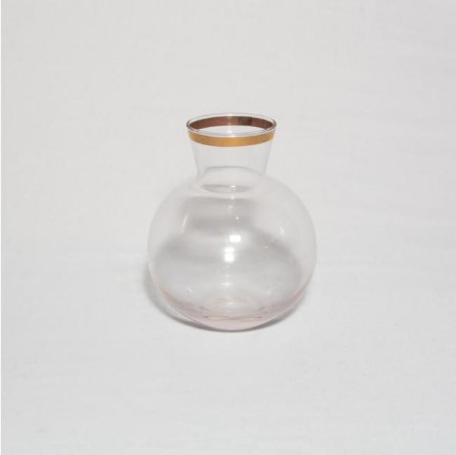 VASO DE VIDRO BOJUDO FILETE EM DOURADO