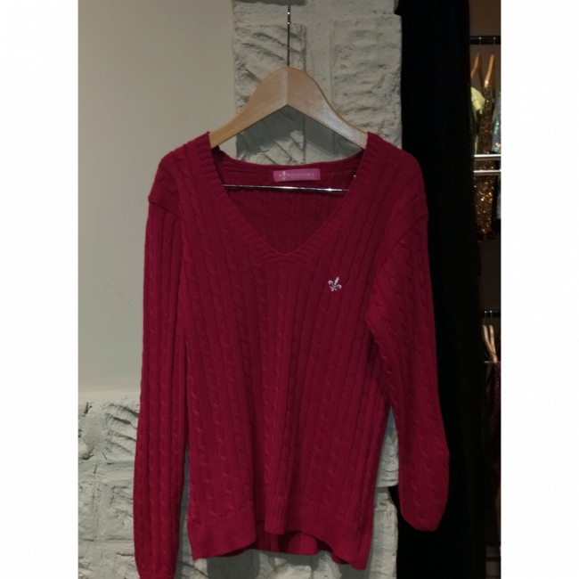 Blusa tricot Dudalina vinho gola V