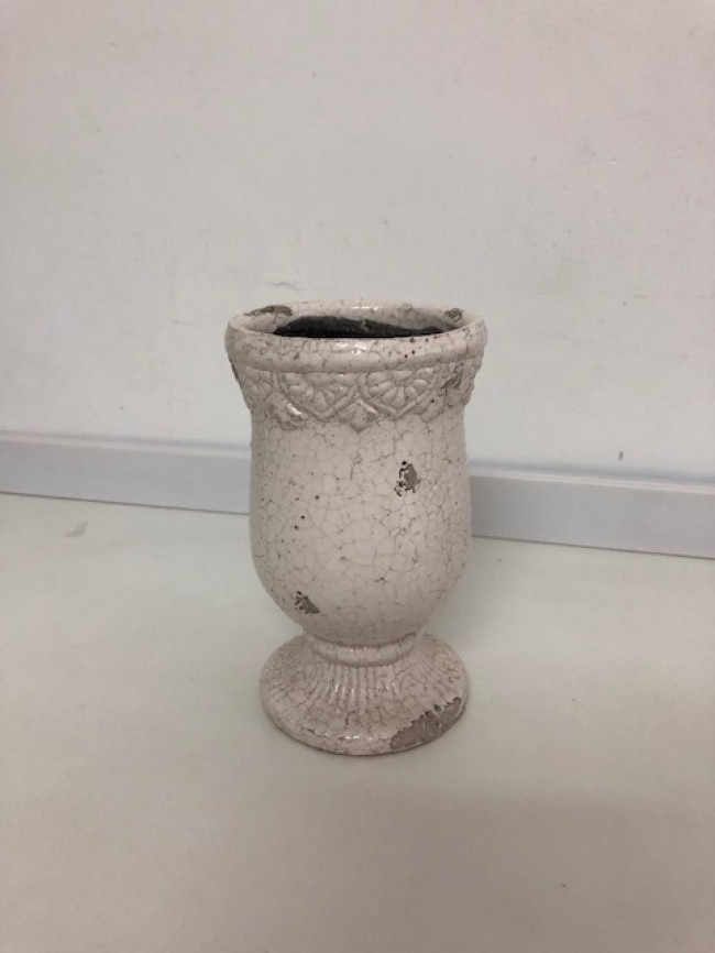 MINI VASO BRANCO VINTAGE ENVELHECIDO