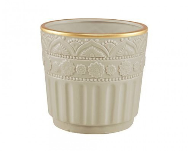 VASO CINZA COM FIO DOURADO