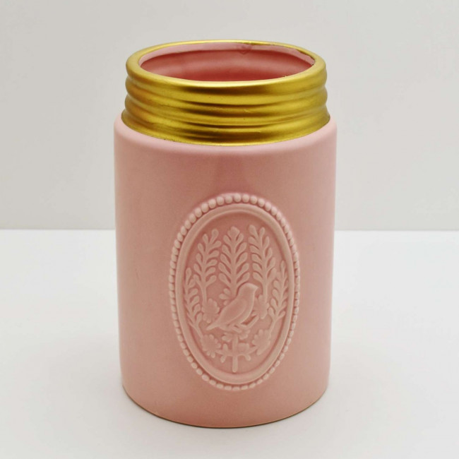 VASO ROSA COM DOURADO M