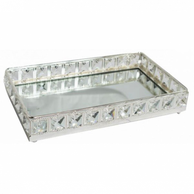 Bandeja Retangular Cristal Prata Média