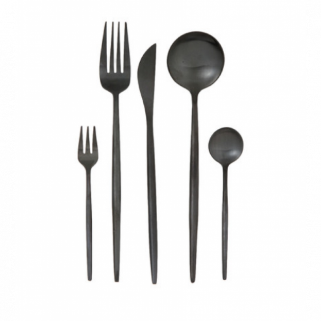 COLHER SOBREMESA INOX PRETO
