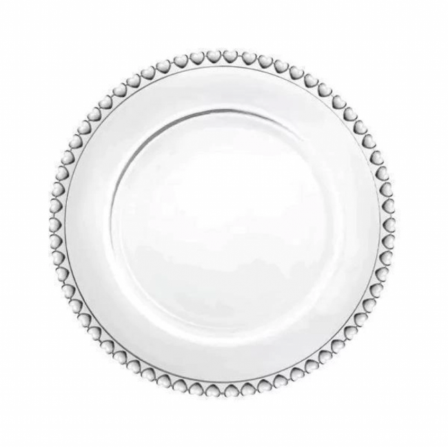 PRATO SOBREMESA CRISTAL BORDA CORAÇÕES
