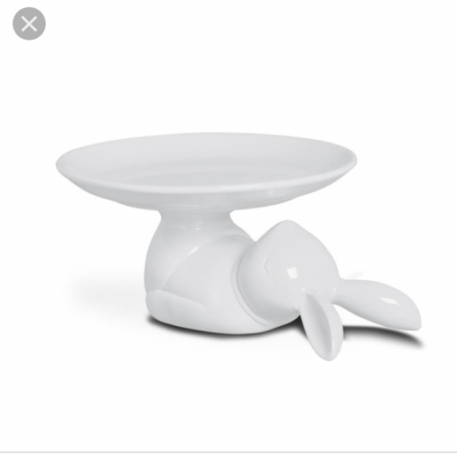 Bandeja louça coelho branca M